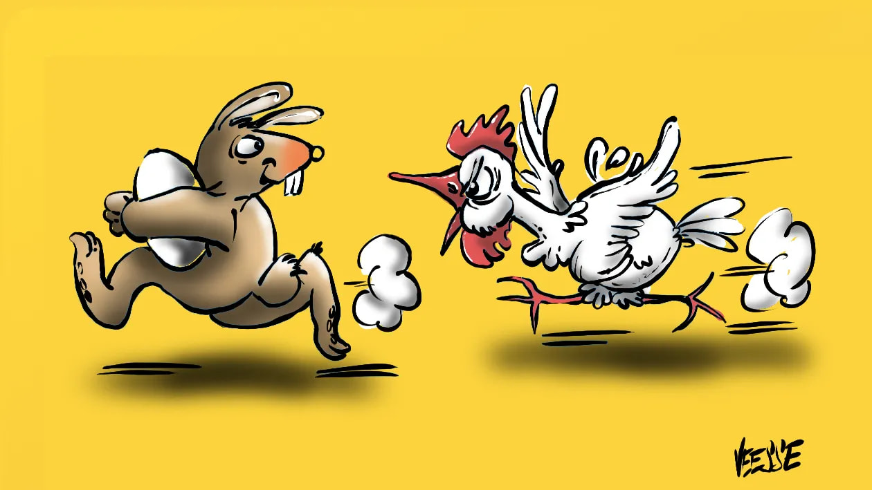 La belle aventure de l'œuf de Pâques de poule ou d'autruche... lapins alsaciens s'abstenir.