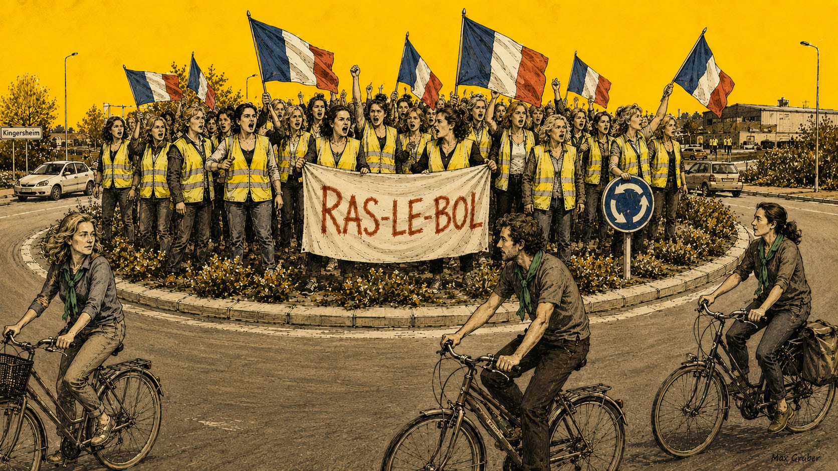 Haut-Rhin : les « gilet(e)s » jaunes à Kingersheim ou le drapeau français face au vide politique